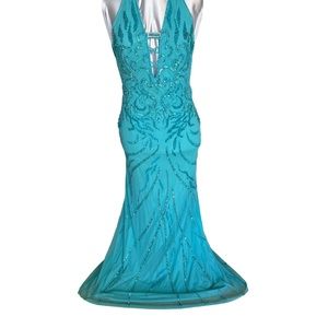 Attitude but Debra small turquoise beaded special occasion dress